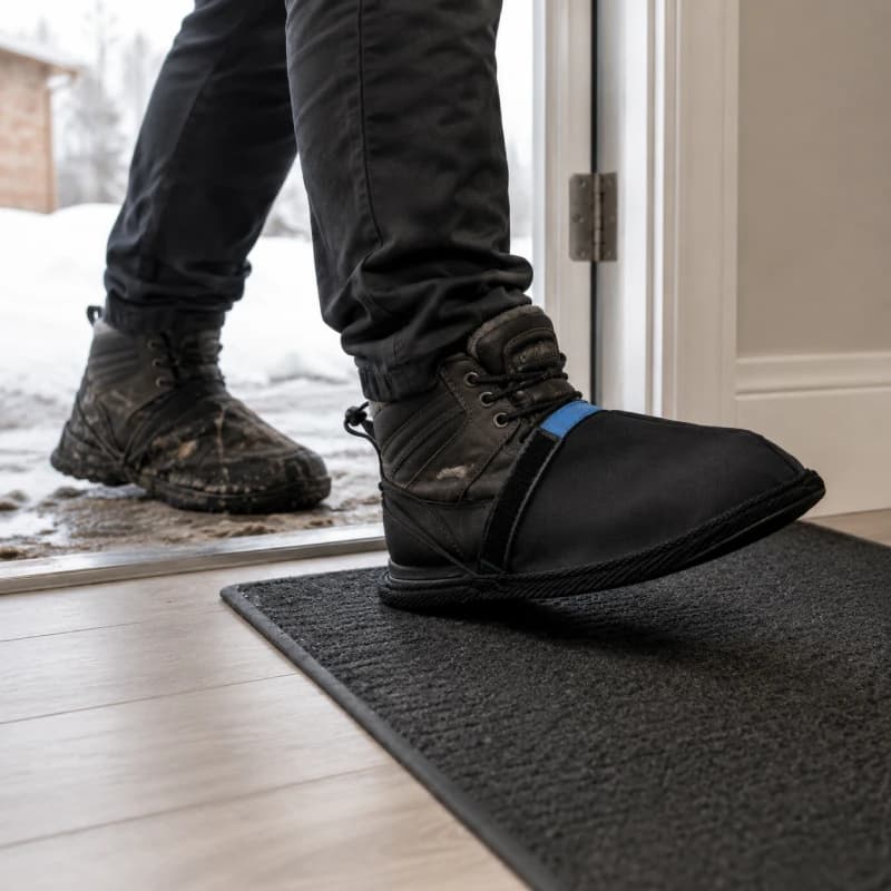 Comparativo DURA-MAX: piso sin protección vs. piso con cubre-botas